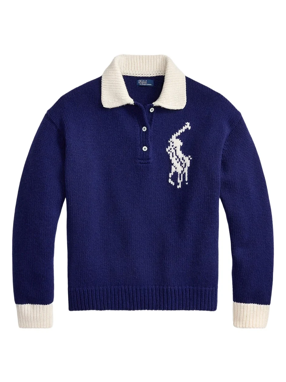 Polo Ralph Lauren Women's Logo Wool Knit Polo Sweater