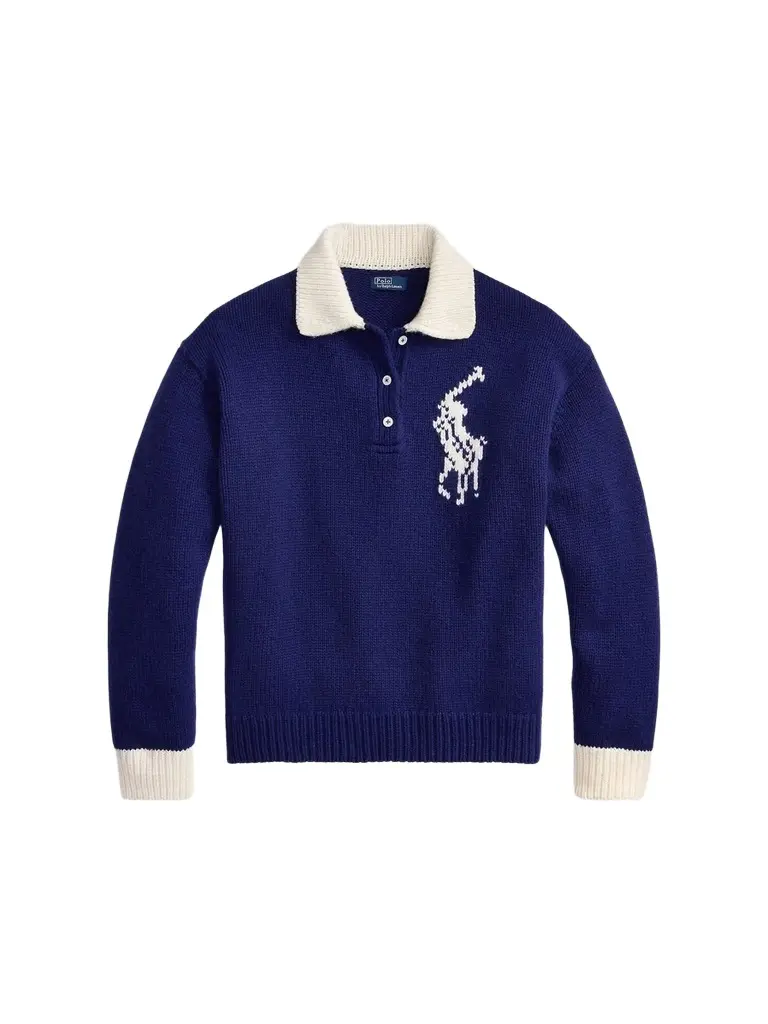 Women's Logo Wool Knit Polo Sweater Women's Logo Wool Knit Polo Sweater
