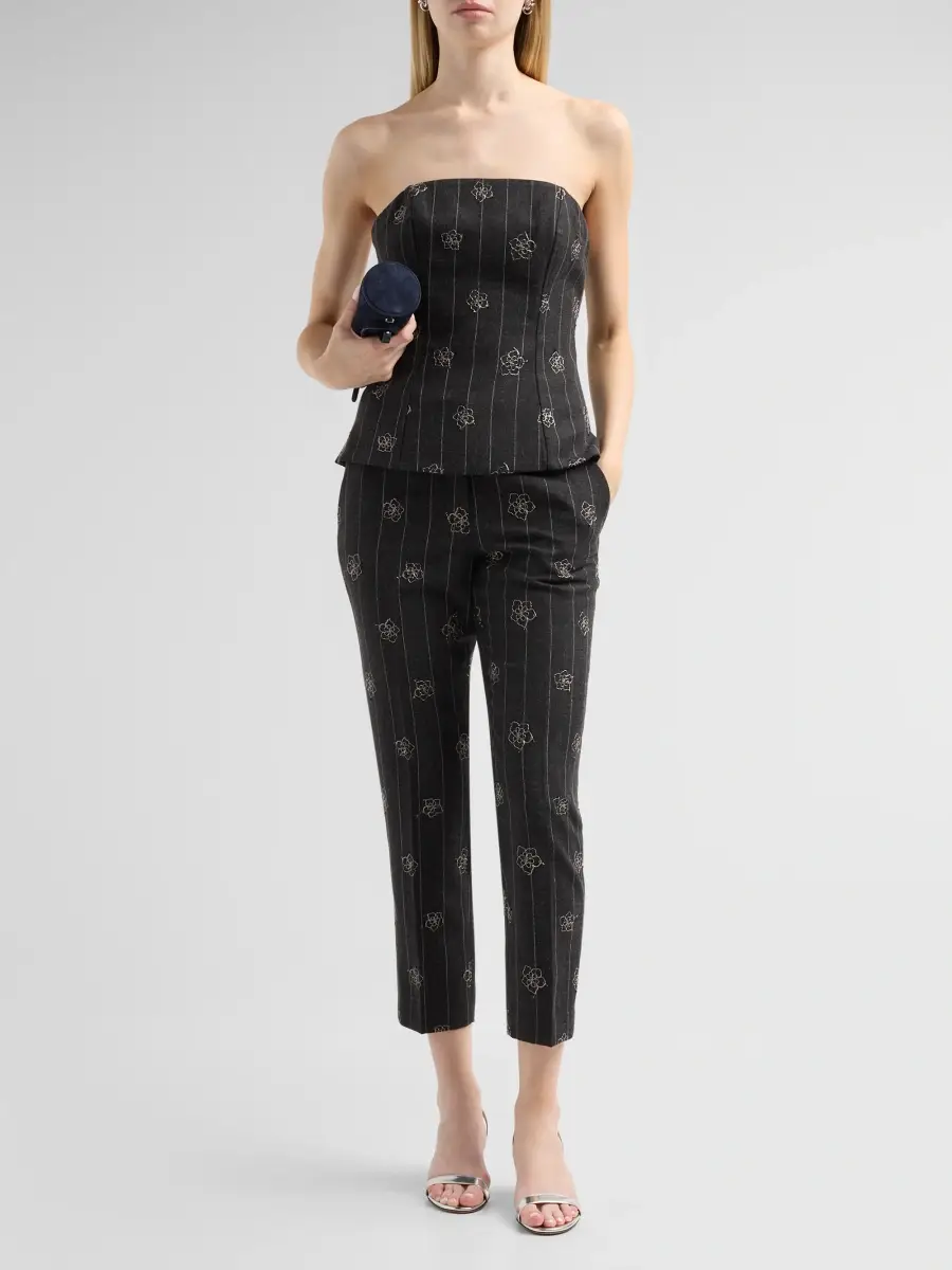 Milly Women's Nicola Embroidered Straight-Leg Pants | Thumbnail 2 Milly Women's Nicola Embroidered Straight-Leg Pants | Thumbnail 2