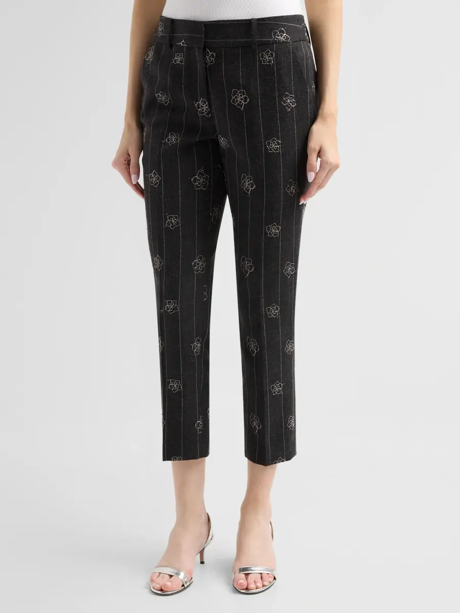 Milly Women's Nicola Embroidered Straight-Leg Pants | Thumbnail 4 Milly Women's Nicola Embroidered Straight-Leg Pants | Thumbnail 4