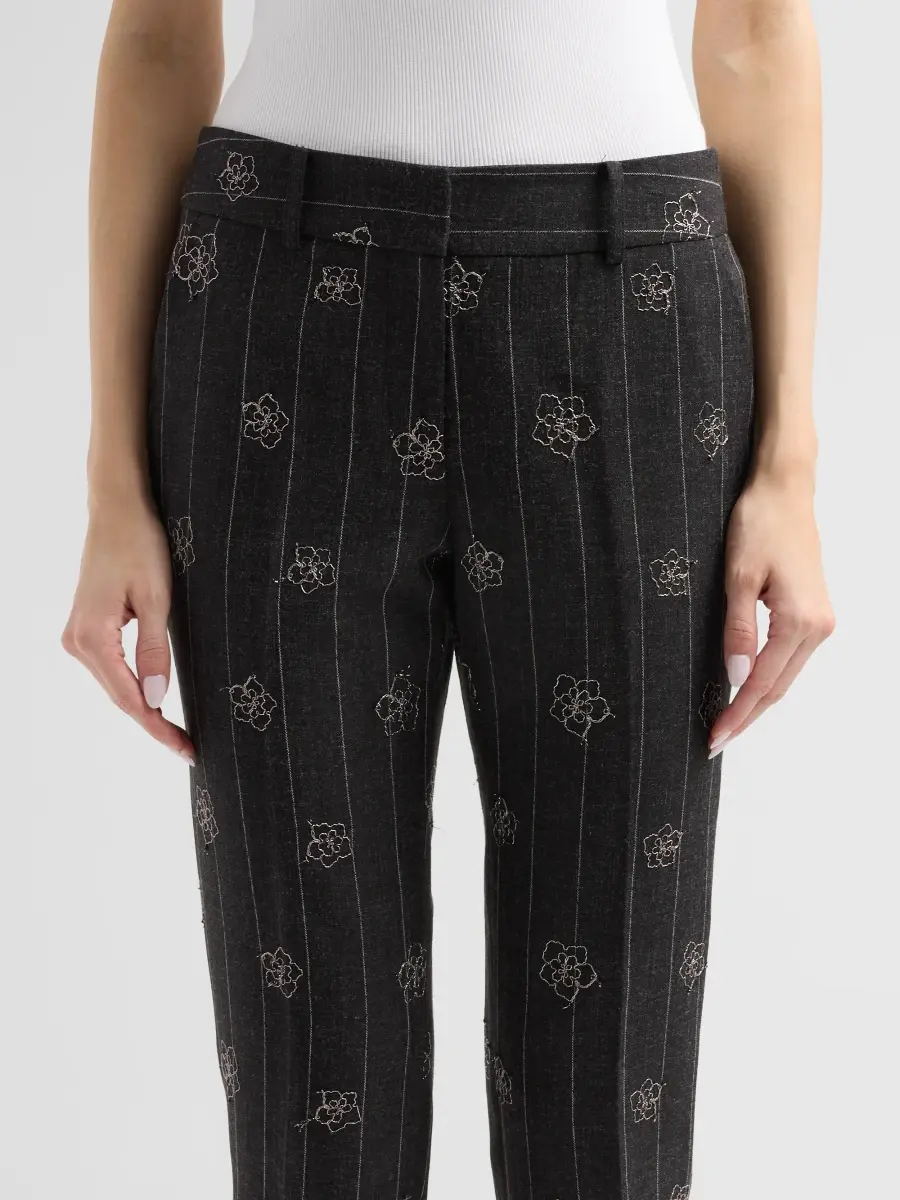 Milly Women's Nicola Embroidered Straight-Leg Pants | Thumbnail 5 Milly Women's Nicola Embroidered Straight-Leg Pants | Thumbnail 5