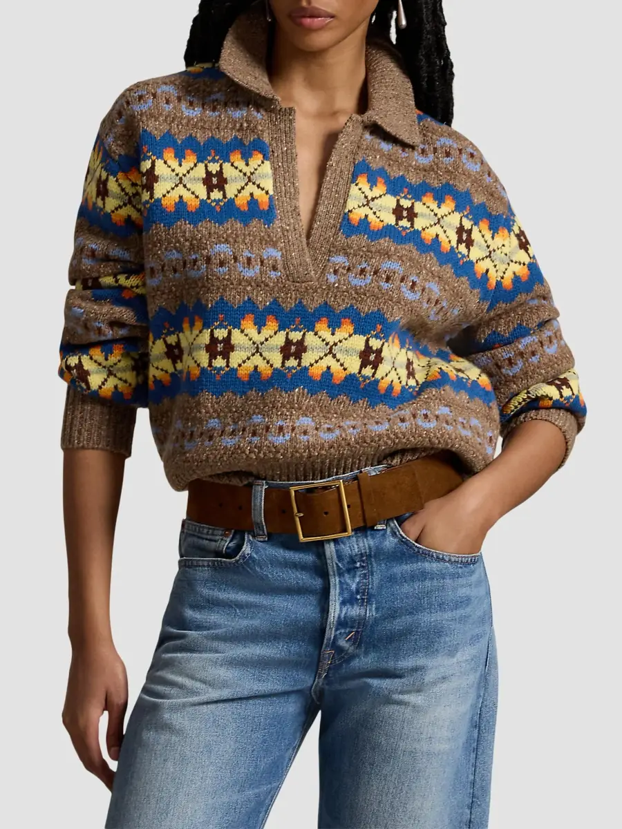 Polo Ralph Lauren Women's Geo-Motif Wool-Blend Sweater | Thumbnail 4