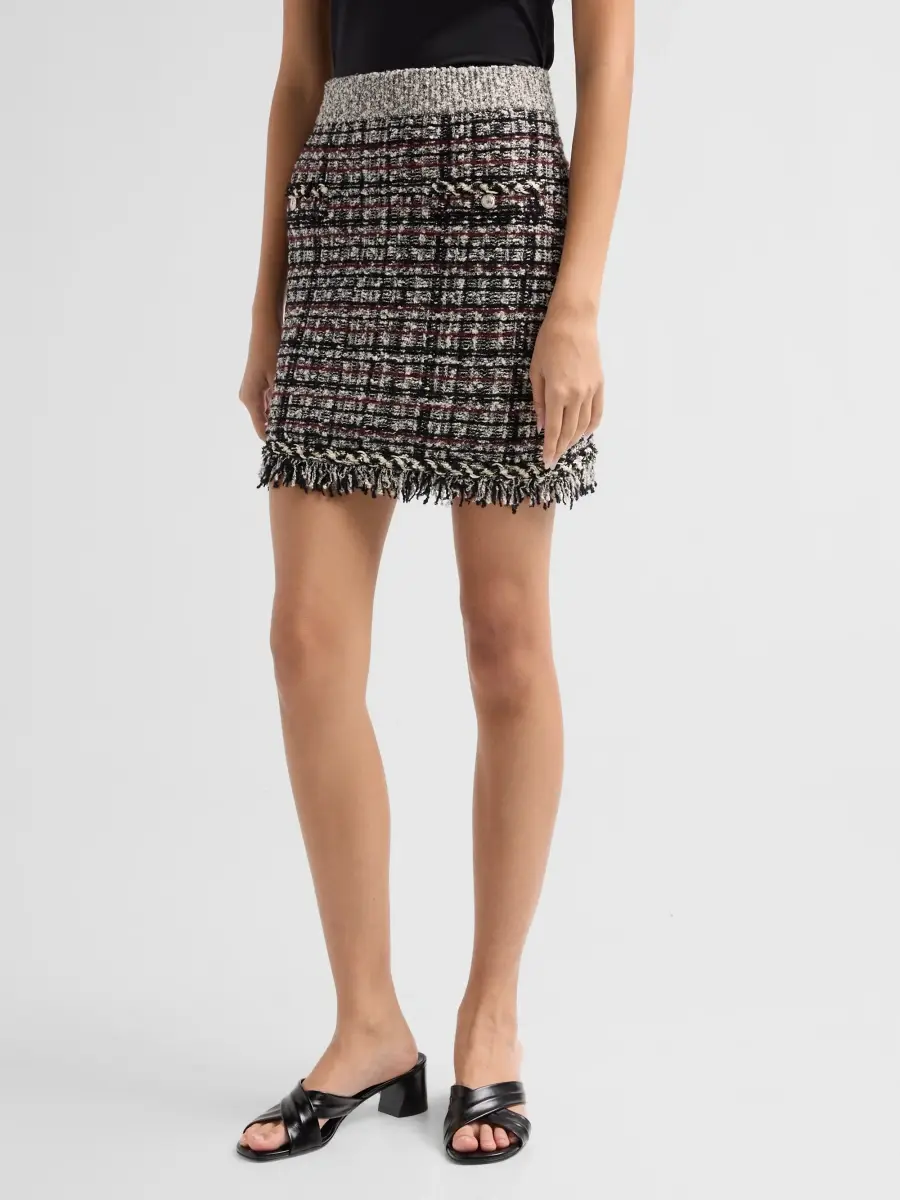Milly Women's Dove Tweed Fringe Mini Skirt | Thumbnail 4 Milly Women's Dove Tweed Fringe Mini Skirt | Thumbnail 4