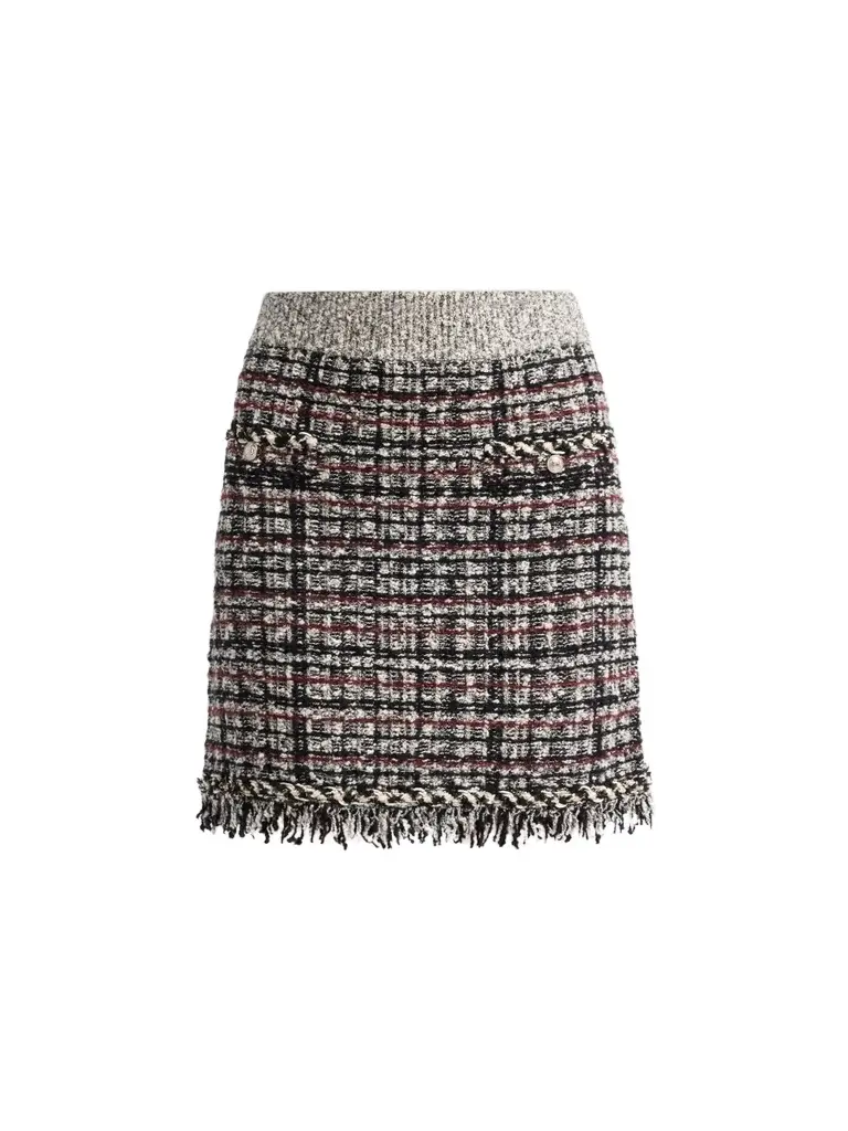 Milly Women's Dove Tweed Fringe Mini Skirt