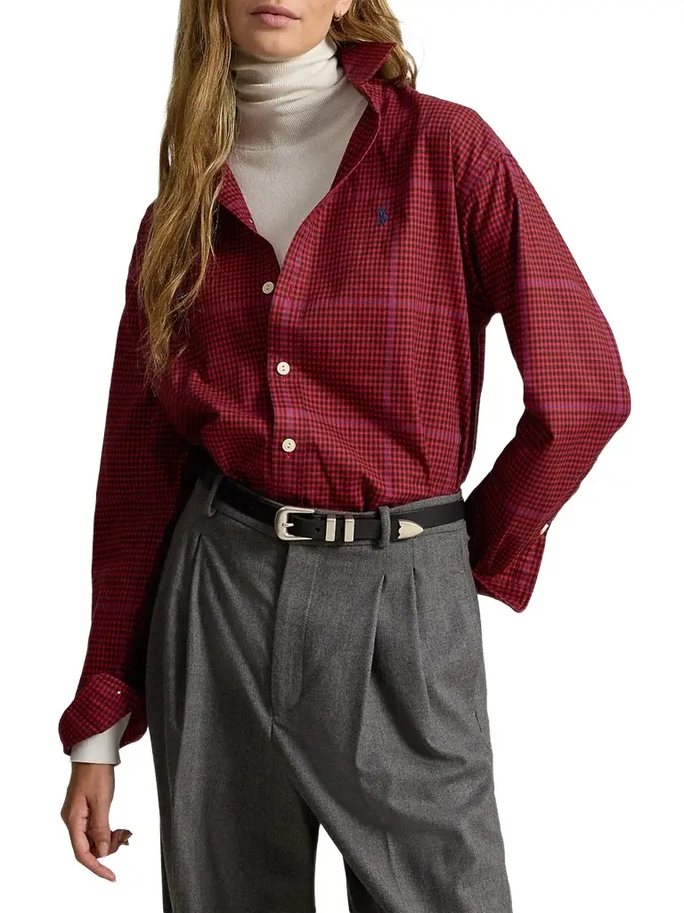 Women's Plaid Cotton Twill Relaxed-Fit Shirt Women's Plaid Cotton Twill Relaxed-Fit Shirt