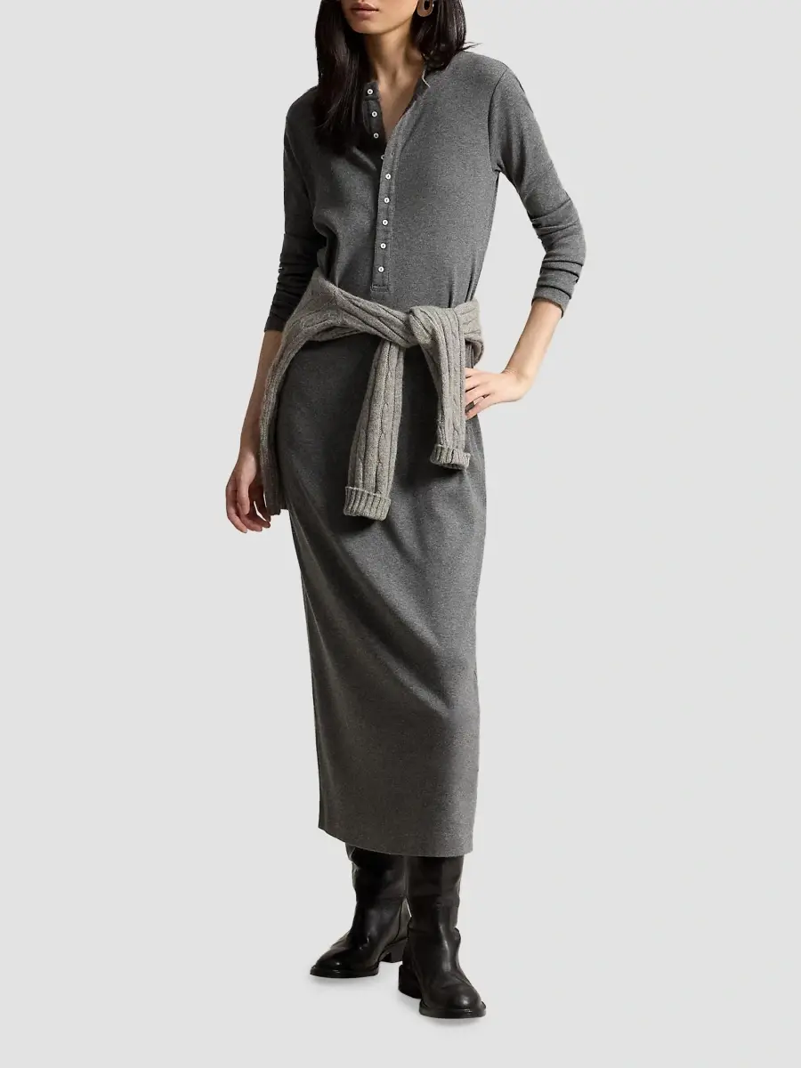 Polo Ralph Lauren Women's Rib-Knit Henley Maxi Dress | Thumbnail 2 Polo Ralph Lauren Women's Rib-Knit Henley Maxi Dress | Thumbnail 2