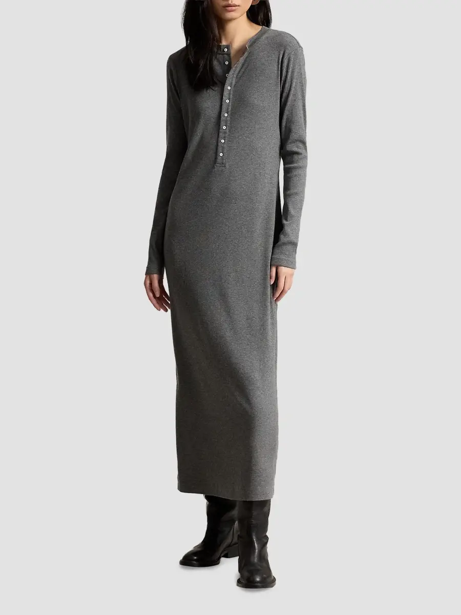 Polo Ralph Lauren Women's Rib-Knit Henley Maxi Dress | Thumbnail 4 Polo Ralph Lauren Women's Rib-Knit Henley Maxi Dress | Thumbnail 4
