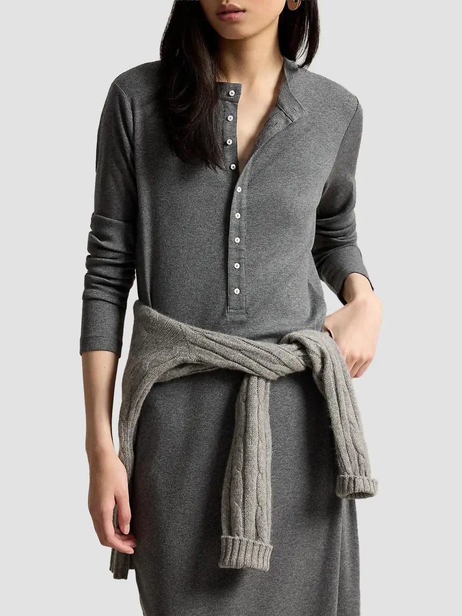 Polo Ralph Lauren Women's Rib-Knit Henley Maxi Dress | Thumbnail 5 Polo Ralph Lauren Women's Rib-Knit Henley Maxi Dress | Thumbnail 5