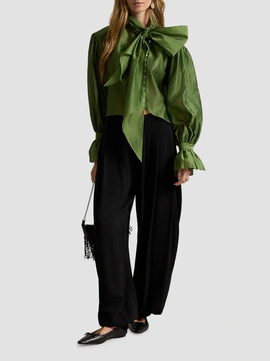 Polo Ralph Lauren Women's Tie-Bow Organdy Shirt | Thumbnail 2
