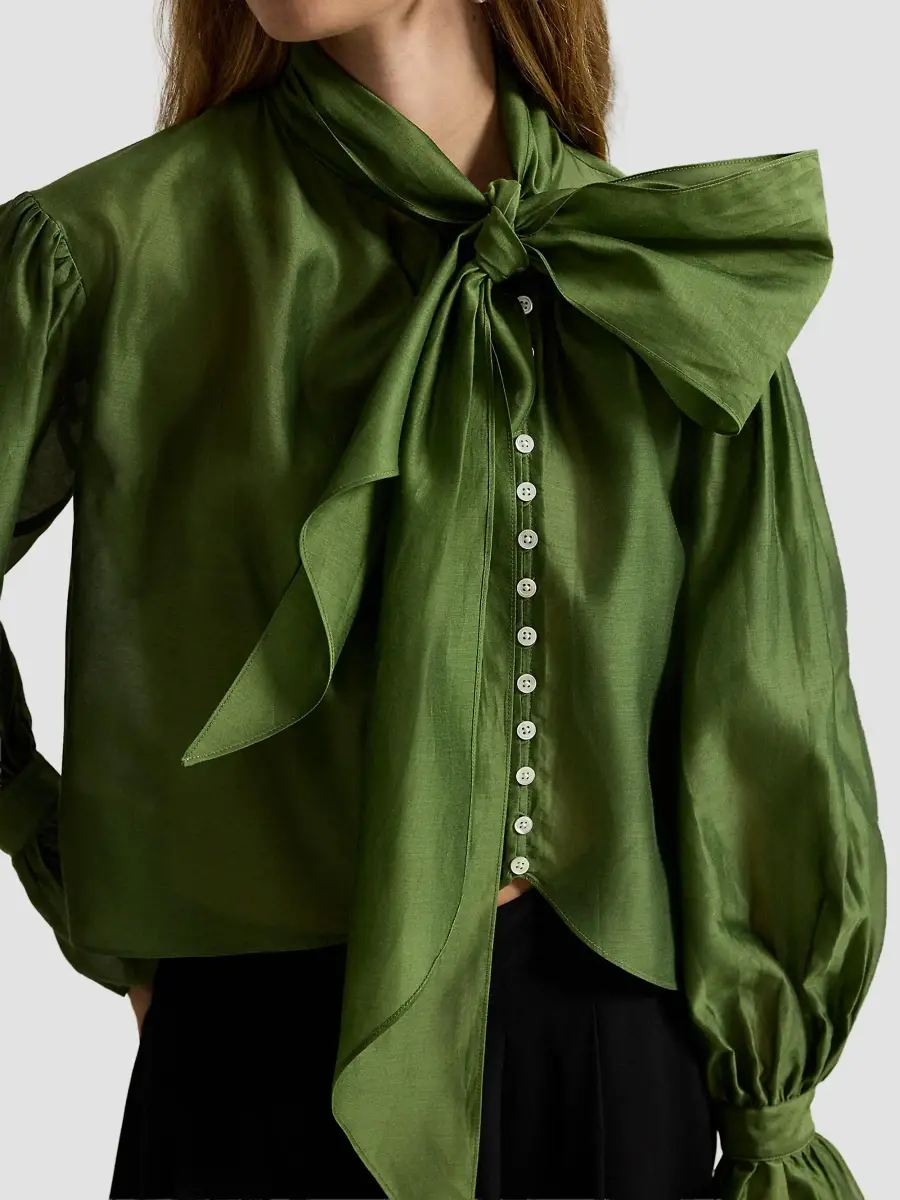 Polo Ralph Lauren Women's Tie-Bow Organdy Shirt | Thumbnail 5
