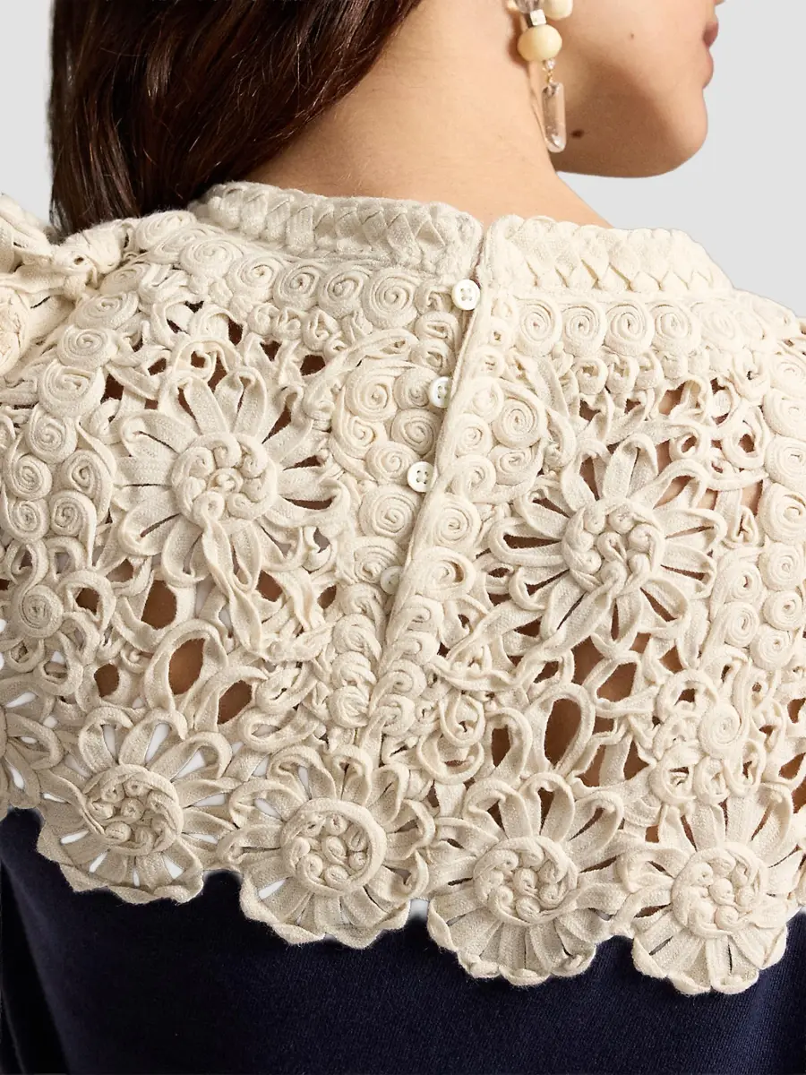 Polo Ralph Lauren Women's Crochet-Yoke Fleece Crewneck Sweater | Thumbnail 6 Polo Ralph Lauren Women's Crochet-Yoke Fleece Crewneck Sweater | Thumbnail 6