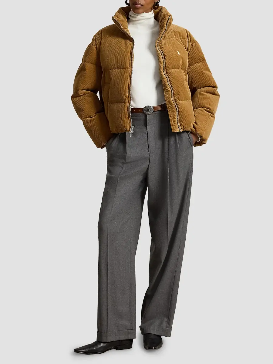 Polo Ralph Lauren Women's Corduroy Woven Down Puffer Coat | Thumbnail 2 Polo Ralph Lauren Women's Corduroy Woven Down Puffer Coat | Thumbnail 2