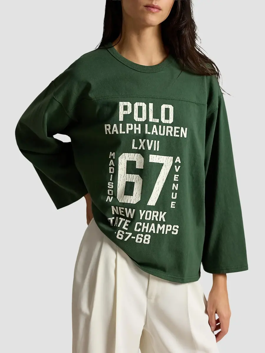 Polo Ralph Lauren Women's Varisty Logo Relaxed-Fit T-Shirt | Thumbnail 4 Polo Ralph Lauren Women's Varisty Logo Relaxed-Fit T-Shirt | Thumbnail 4