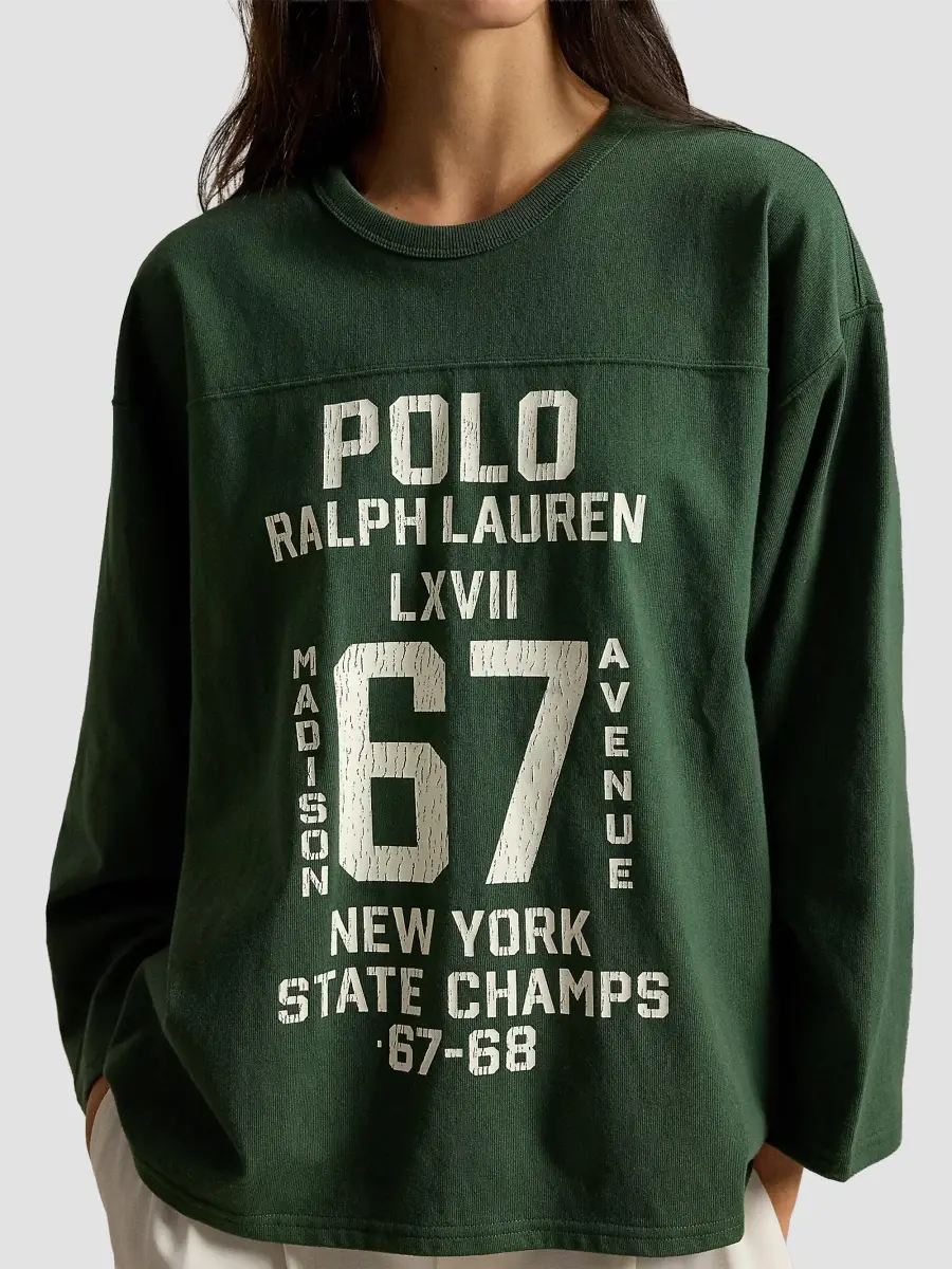 Polo Ralph Lauren Women's Varisty Logo Relaxed-Fit T-Shirt | Thumbnail 5 Polo Ralph Lauren Women's Varisty Logo Relaxed-Fit T-Shirt | Thumbnail 5