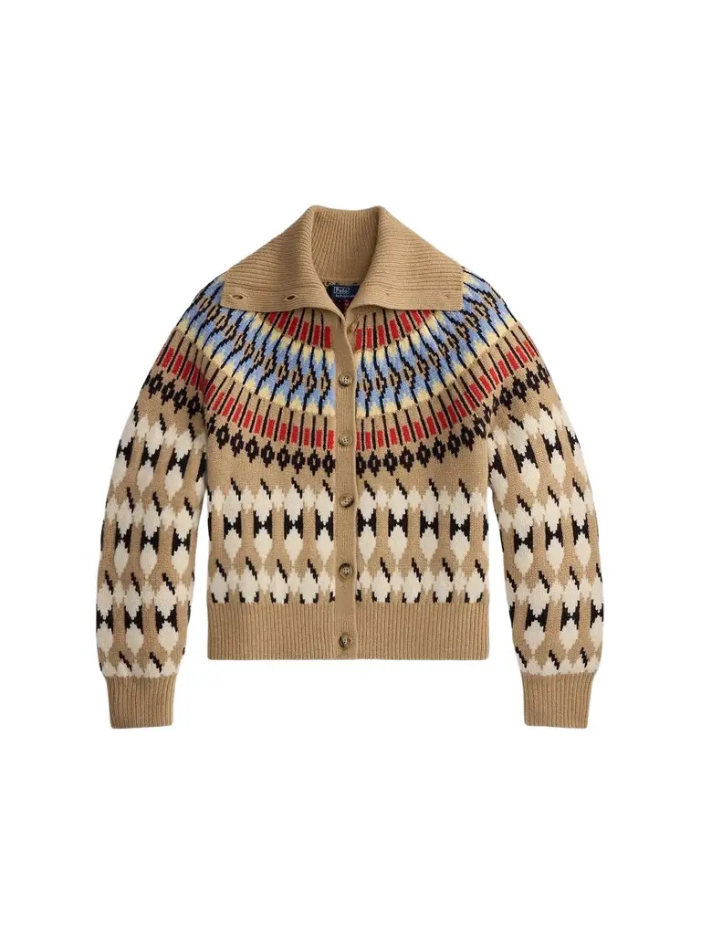 Women's Geo-Motif Wool-Cashmere Cardigan