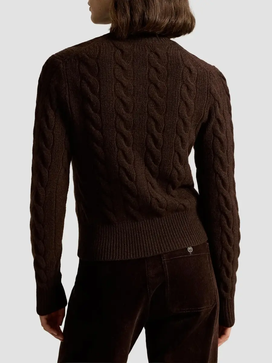 Polo Ralph Lauren Women's Wool-Cashmere Cable-Knit Crewneck Cardigan | Thumbnail 3