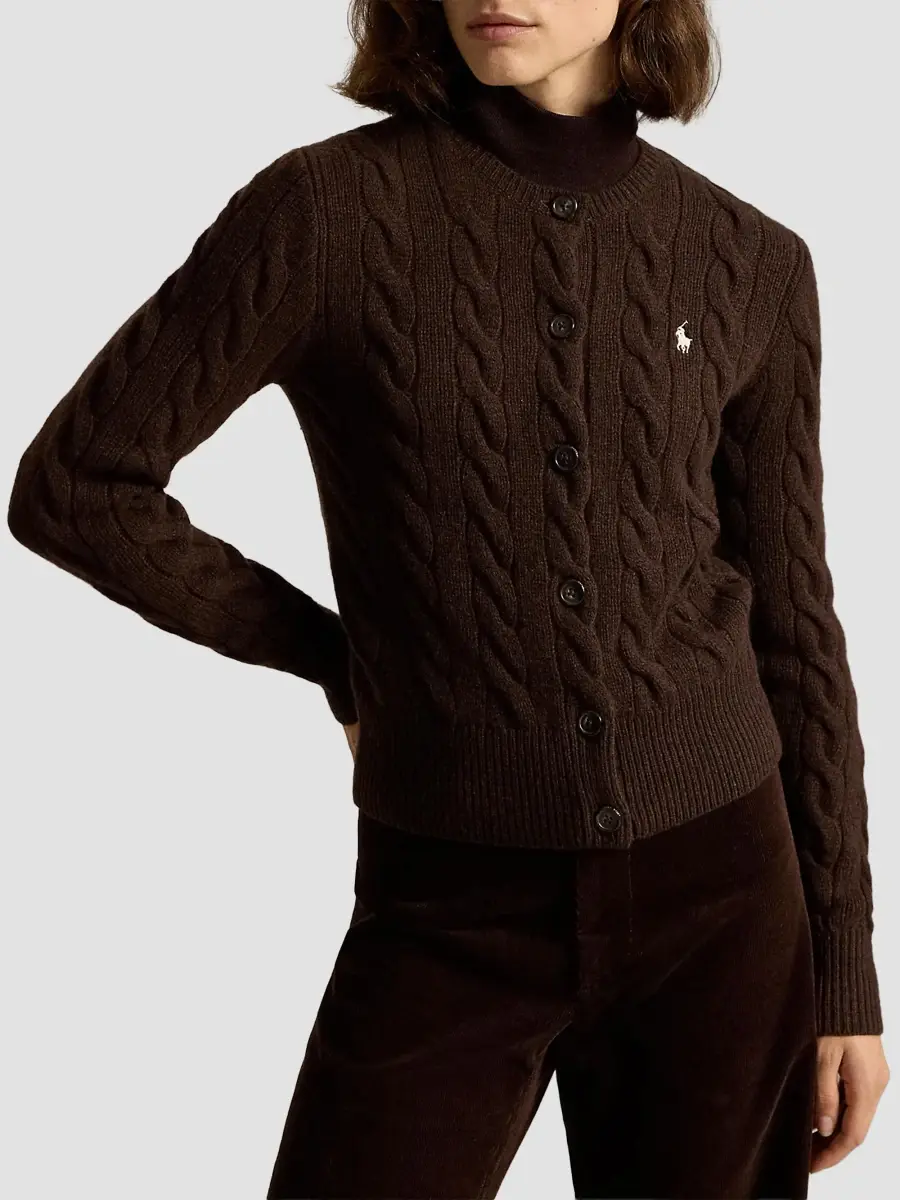 Polo Ralph Lauren Women's Wool-Cashmere Cable-Knit Crewneck Cardigan | Thumbnail 4