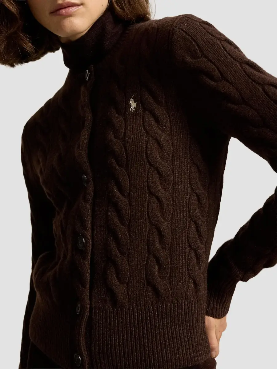 Polo Ralph Lauren Women's Wool-Cashmere Cable-Knit Crewneck Cardigan | Thumbnail 5