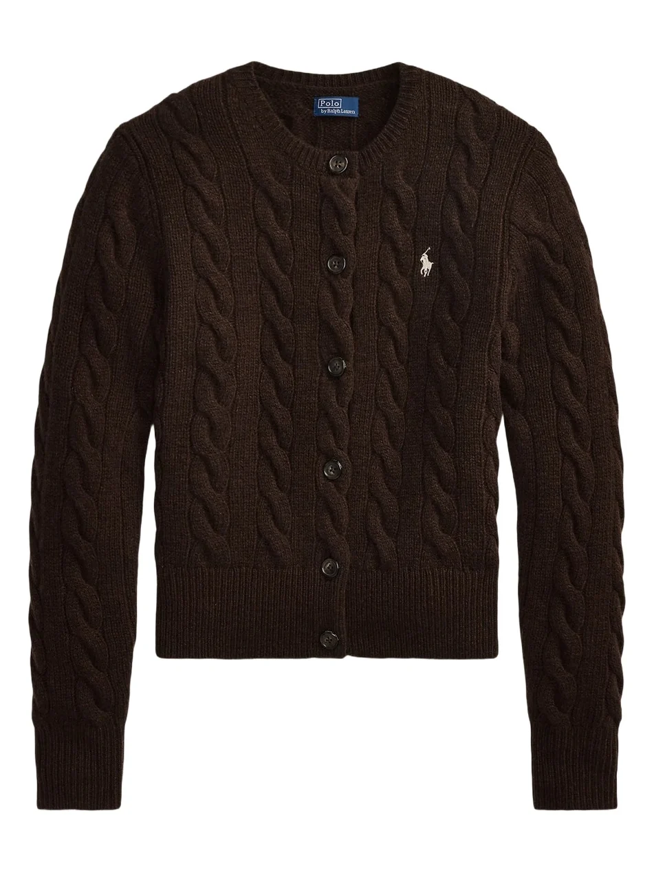 Women's Wool-Cashmere Cable-Knit Crewneck Cardigan Women's Wool-Cashmere Cable-Knit Crewneck Cardigan