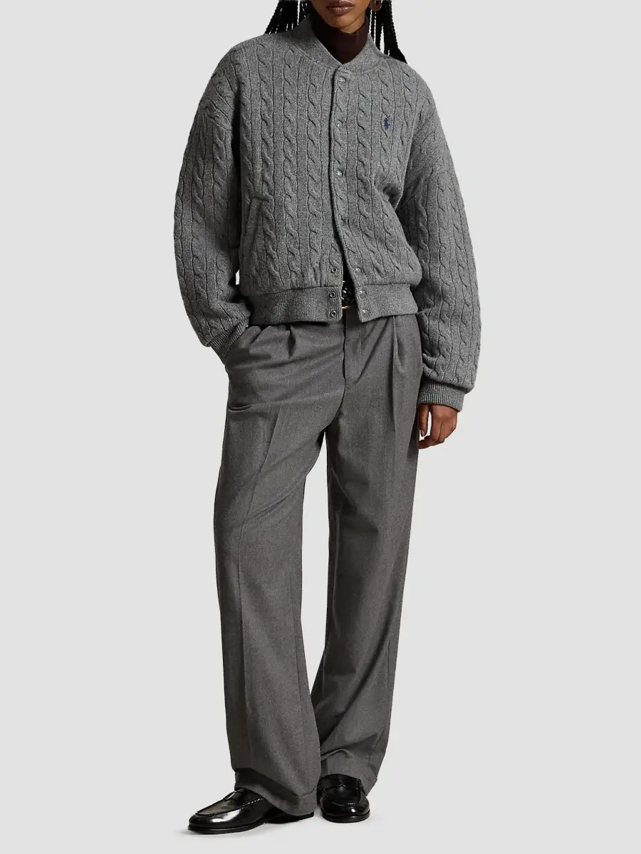 Polo Ralph Lauren Women's Cable-Knit Wool-Cashmere Bomber Jacket | Thumbnail 2