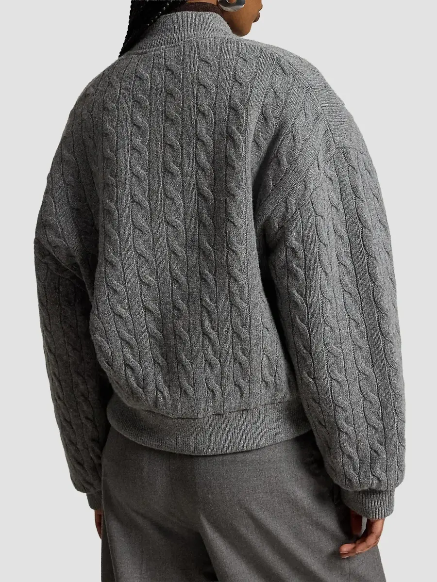 Polo Ralph Lauren Women's Cable-Knit Wool-Cashmere Bomber Jacket | Thumbnail 3