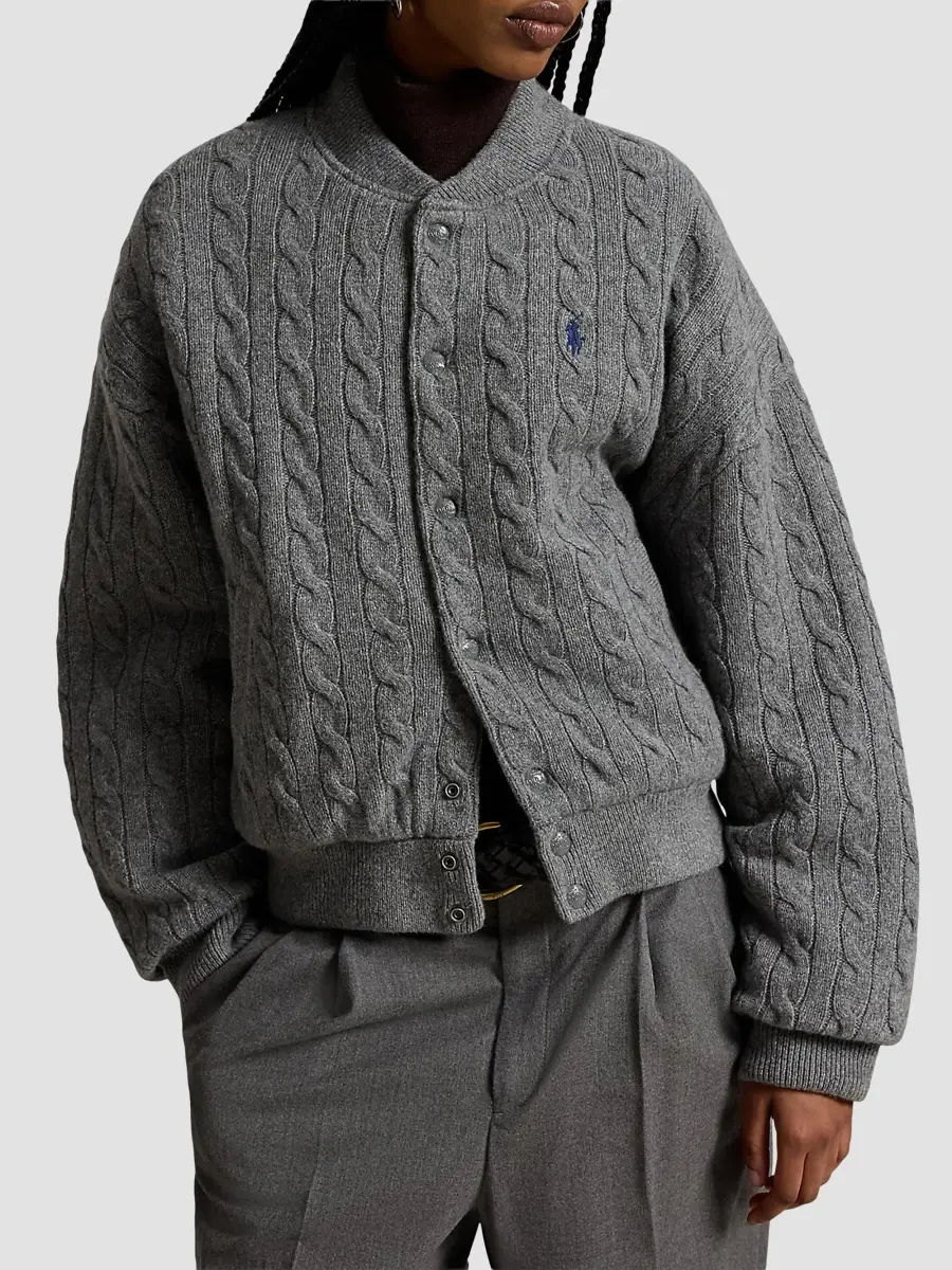 Polo Ralph Lauren Women's Cable-Knit Wool-Cashmere Bomber Jacket | Thumbnail 4