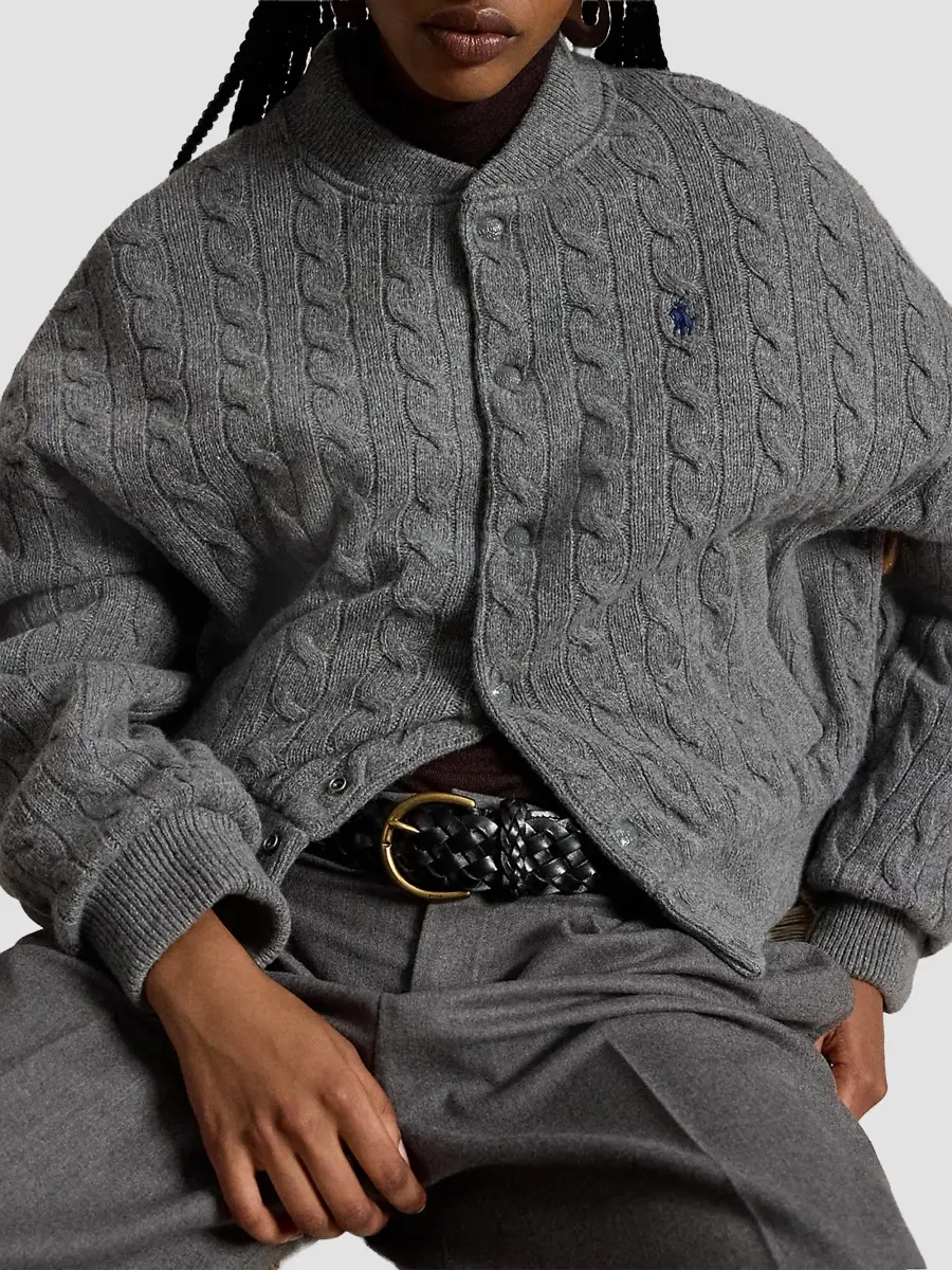 Polo Ralph Lauren Women's Cable-Knit Wool-Cashmere Bomber Jacket | Thumbnail 5