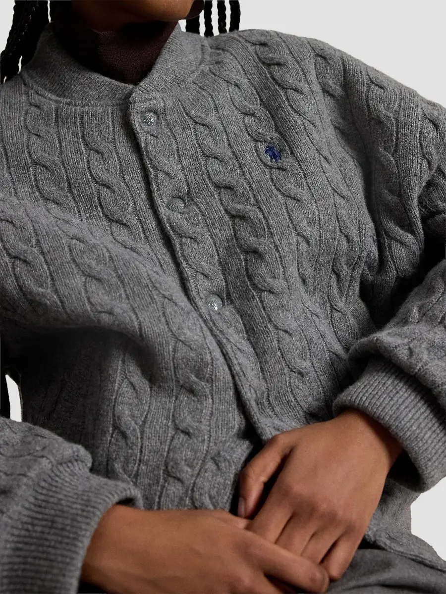 Polo Ralph Lauren Women's Cable-Knit Wool-Cashmere Bomber Jacket | Thumbnail 6