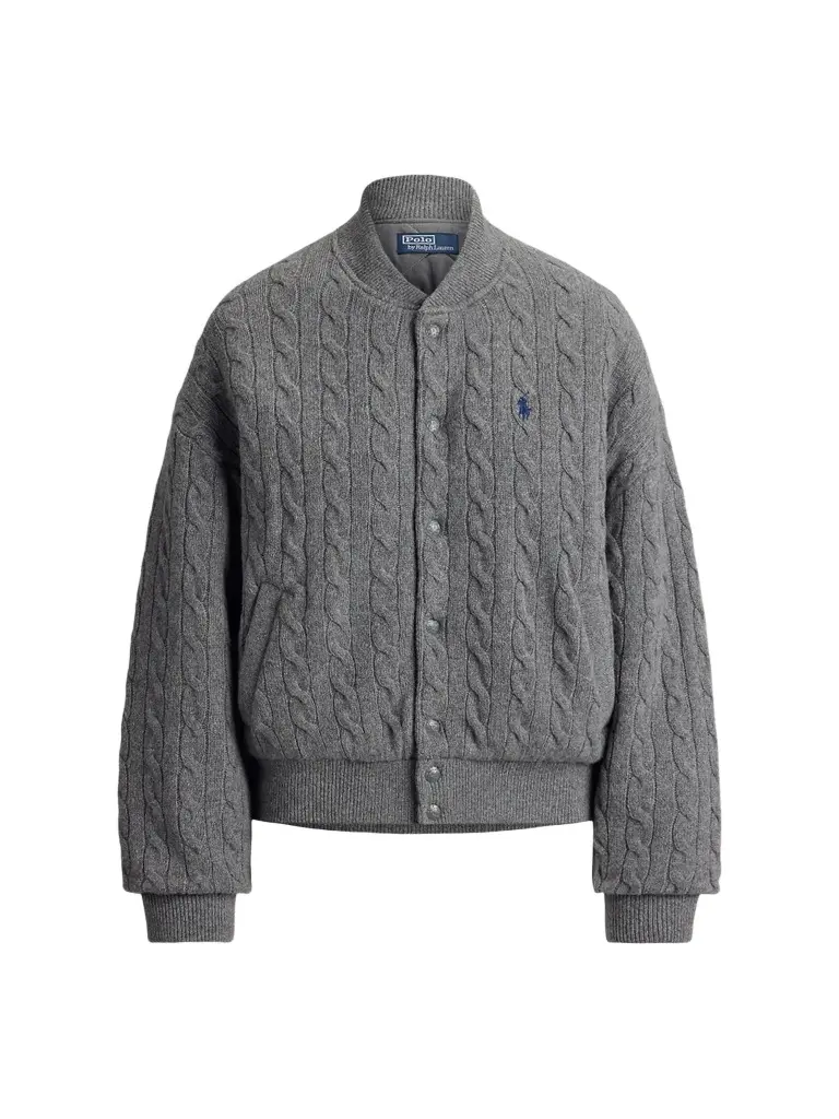 Women's Cable-Knit Wool-Cashmere Bomber Jacket