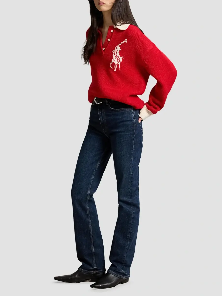 Polo Ralph Lauren Women's Logo Wool Knit Polo Sweater | Thumbnail 2