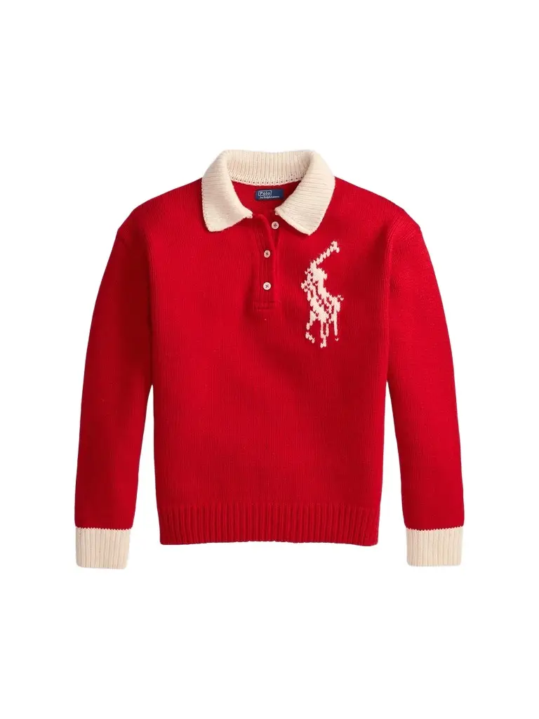 Women's Logo Wool Knit Polo Sweater Women's Logo Wool Knit Polo Sweater