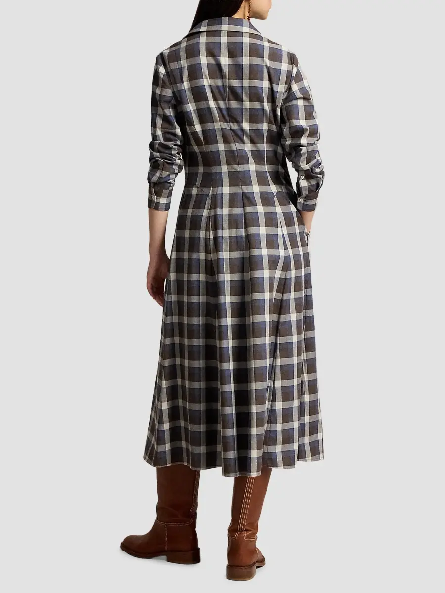 Polo Ralph Lauren Women's Plaid Cotton Twill A-Line Midi-Shirtdress | Thumbnail 3