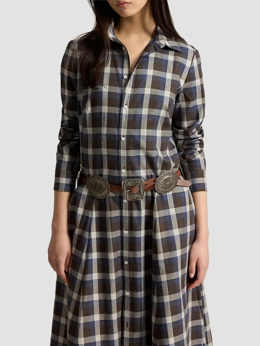 Polo Ralph Lauren Women's Plaid Cotton Twill A-Line Midi-Shirtdress | Thumbnail 4
