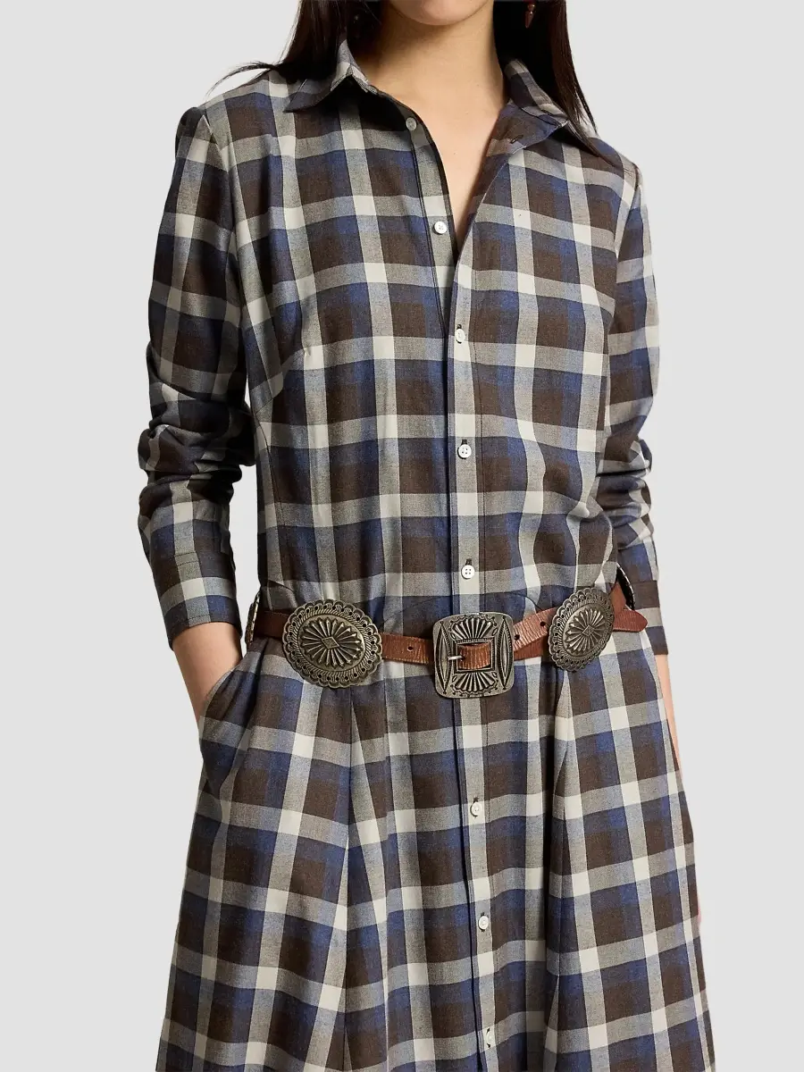 Polo Ralph Lauren Women's Plaid Cotton Twill A-Line Midi-Shirtdress | Thumbnail 5