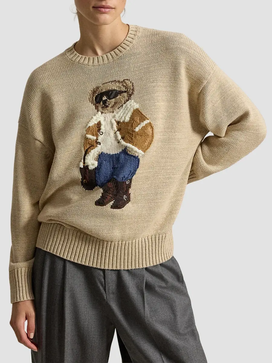 Polo Ralph Lauren Women's Winter Polo Bear Crewneck Sweater | Thumbnail 4