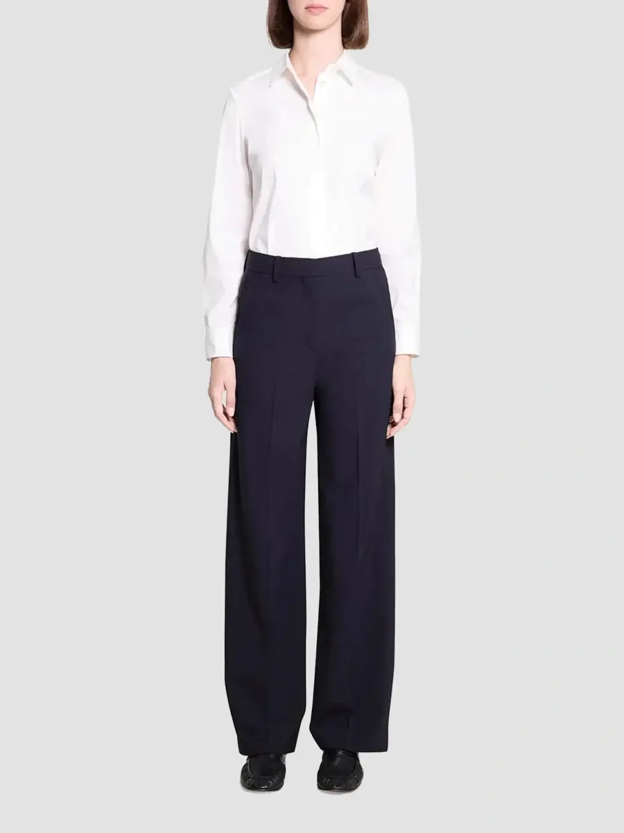 Theory Women's Back Pleated Stretch-Wool Straight-Leg Trousers | Thumbnail 2 Theory Women's Back Pleated Stretch-Wool Straight-Leg Trousers | Thumbnail 2