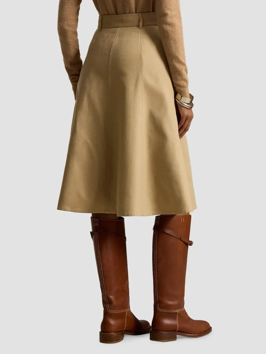 Polo Ralph Lauren Women's Cotton-Wool Twill A-Line Midi Skirt | Thumbnail 3 Polo Ralph Lauren Women's Cotton-Wool Twill A-Line Midi Skirt | Thumbnail 3