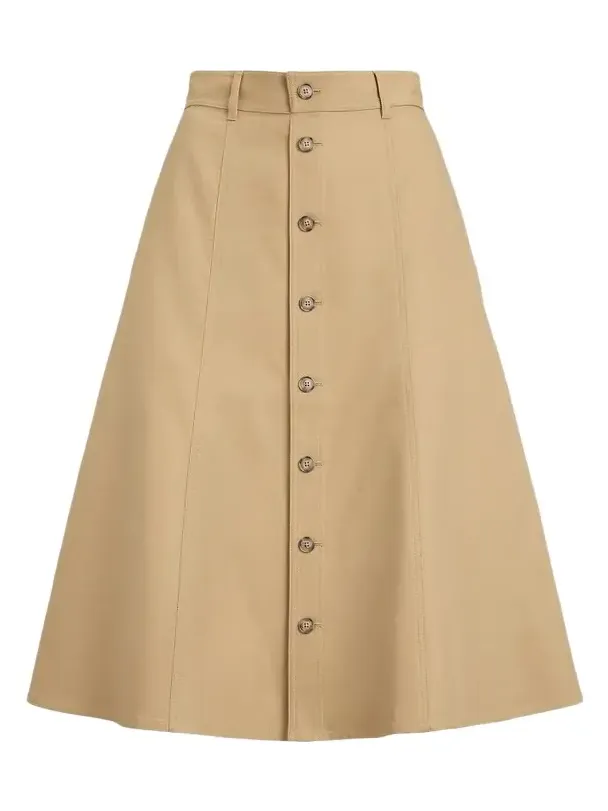 Women's Cotton-Wool Twill A-Line Midi Skirt