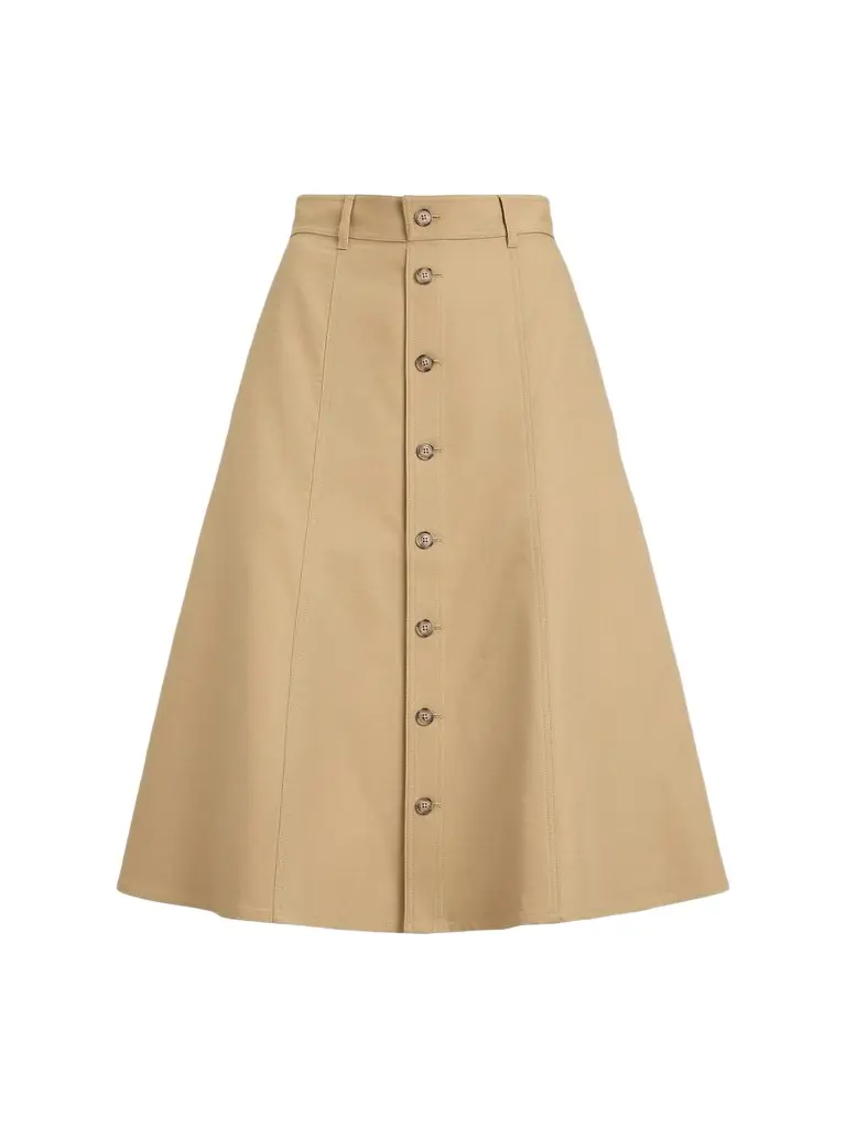 Polo Ralph Lauren Women's Cotton-Wool Twill A-Line Midi Skirt