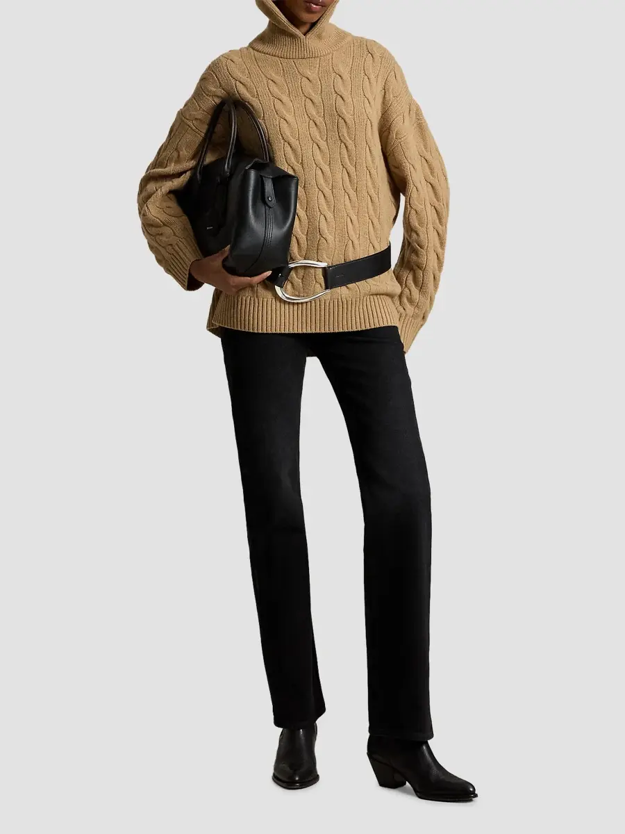 Polo Ralph Lauren Women's Wool-Cashmere Cable-Knit Spread Collar Sweater | Thumbnail 2