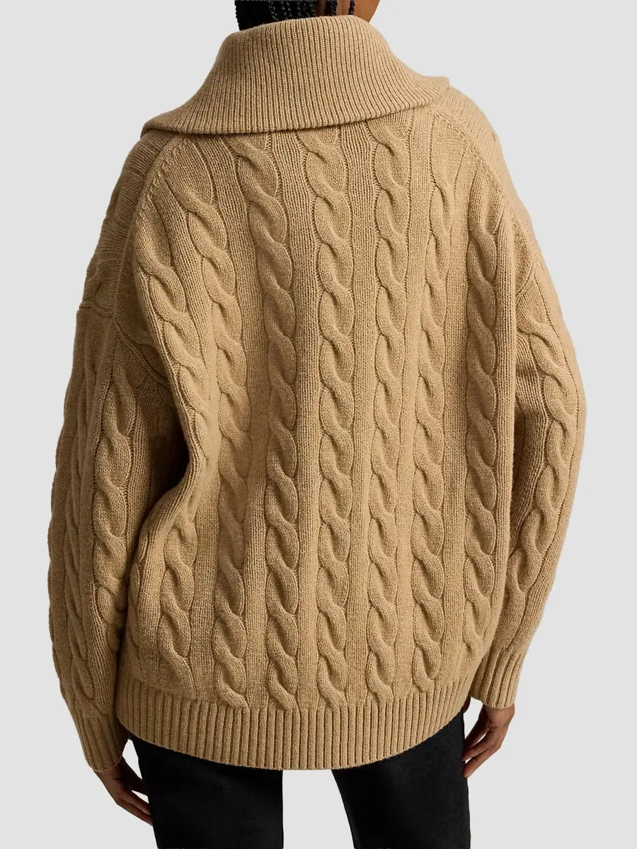 Polo Ralph Lauren Women's Wool-Cashmere Cable-Knit Spread Collar Sweater | Thumbnail 3