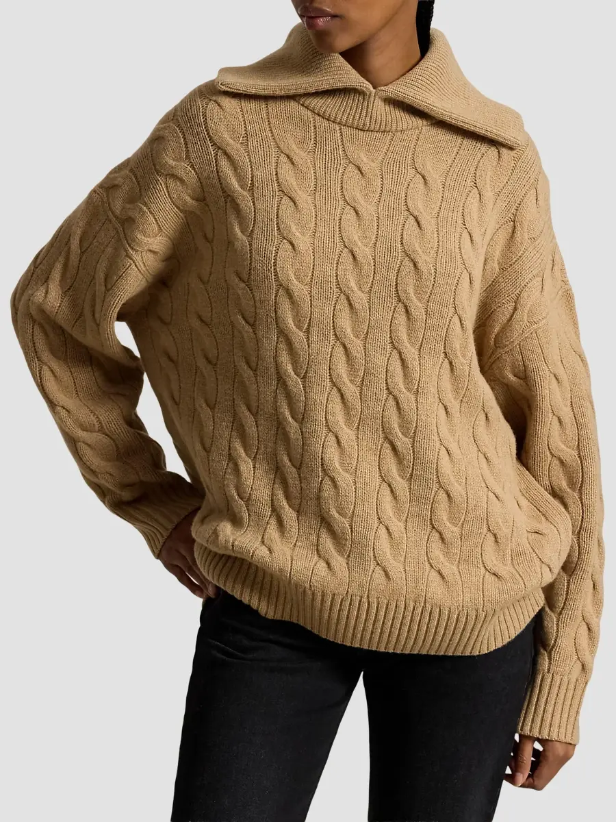 Polo Ralph Lauren Women's Wool-Cashmere Cable-Knit Spread Collar Sweater | Thumbnail 4