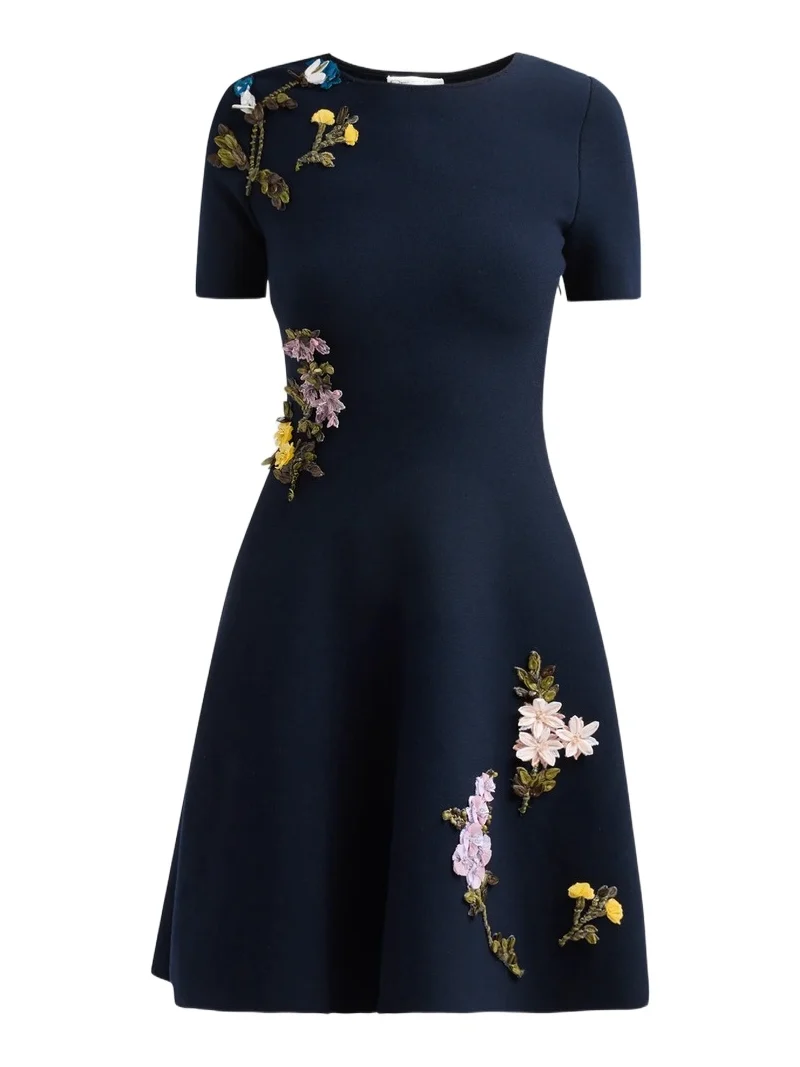 Women's Embroidered Fit & Flare Short-Sleeve Mini Dress