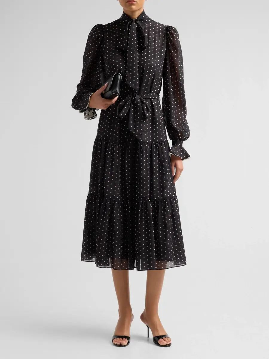 Kobi Halperin Women's Erin Polka Dot Chiffon Midi Dress | Thumbnail 2