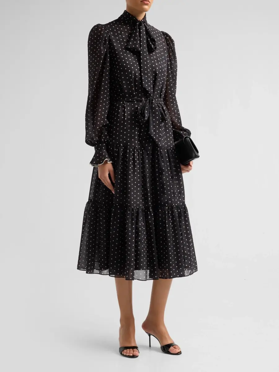 Kobi Halperin Women's Erin Polka Dot Chiffon Midi Dress | Thumbnail 4