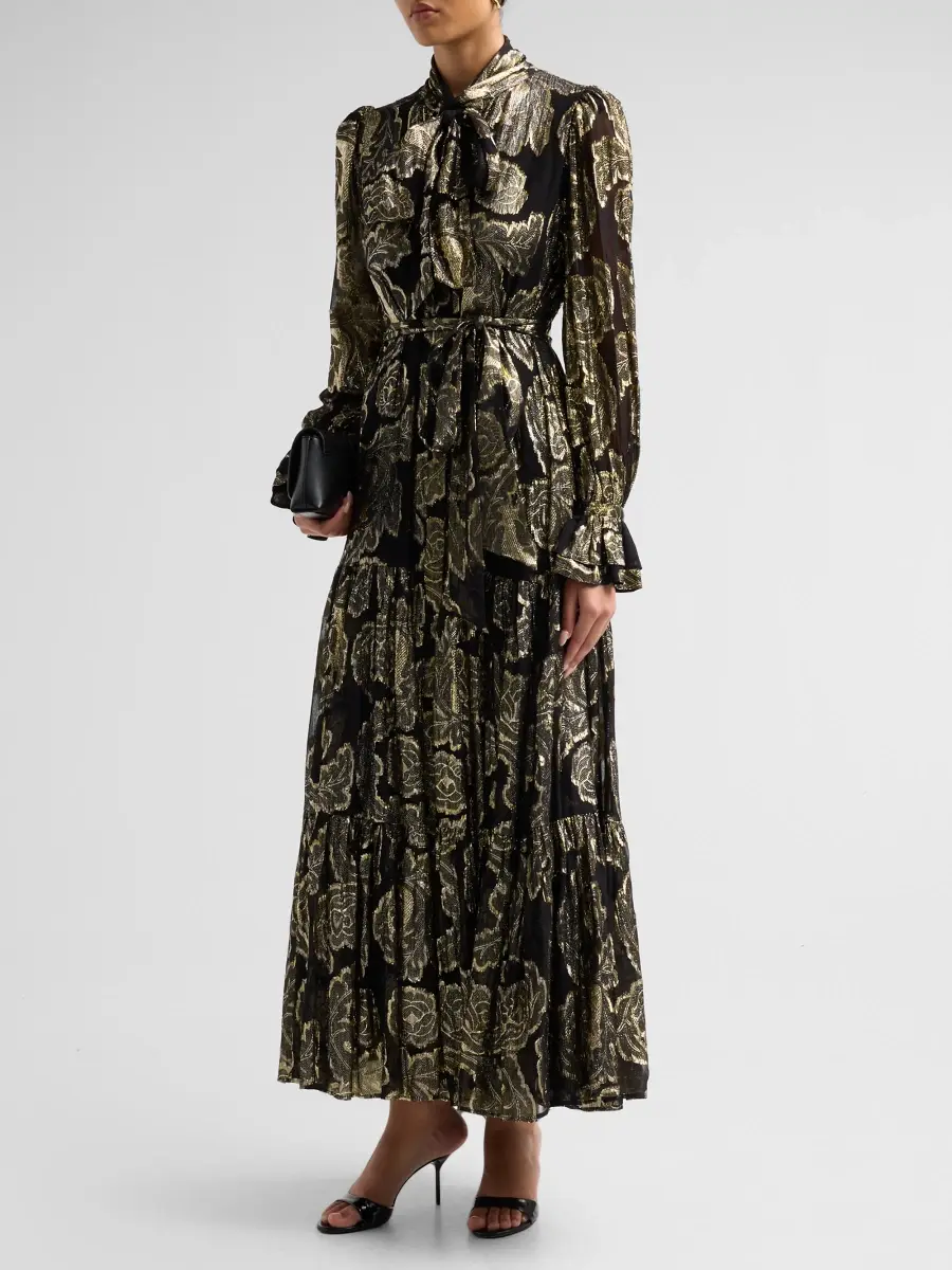 Kobi Halperin Women's Rian Metallic Floral Jacquard Maxi Dress | Thumbnail 4