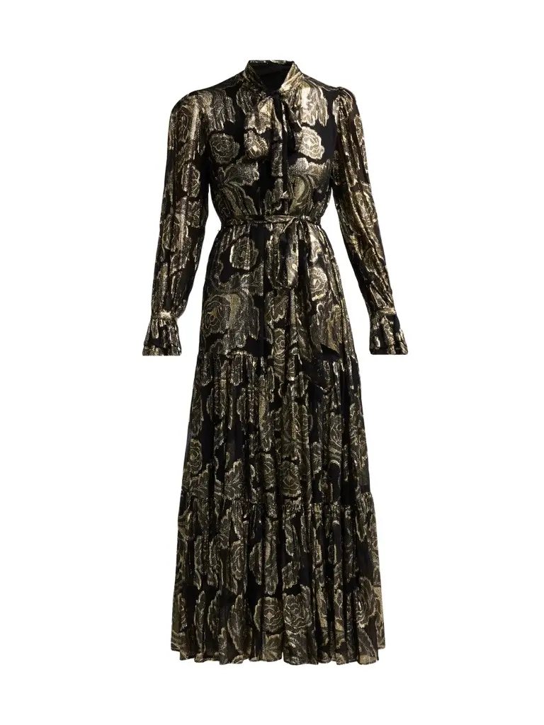 Kobi Halperin Women's Rian Metallic Floral Jacquard Maxi Dress