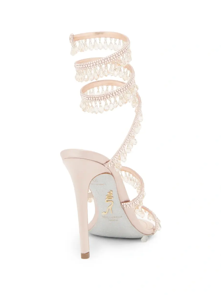 René Caovilla Women's Chandelier 105MM Embellished Satin Wrap Sandals | Thumbnail 3