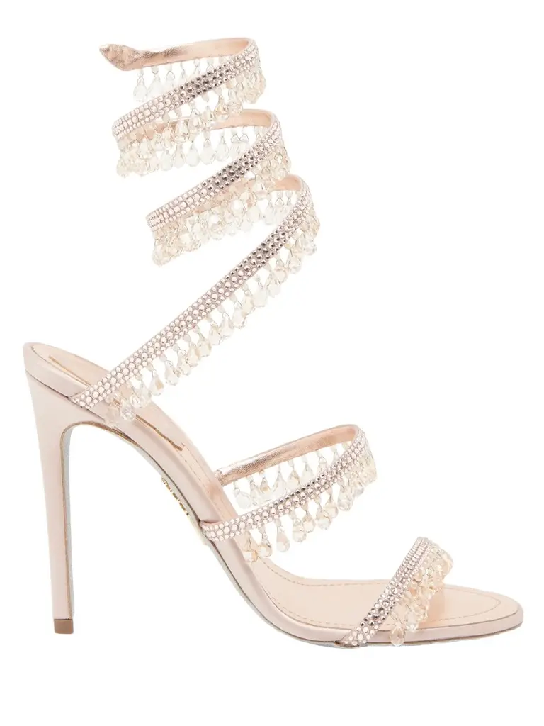 René Caovilla Women's Chandelier 105MM Embellished Satin Wrap Sandals