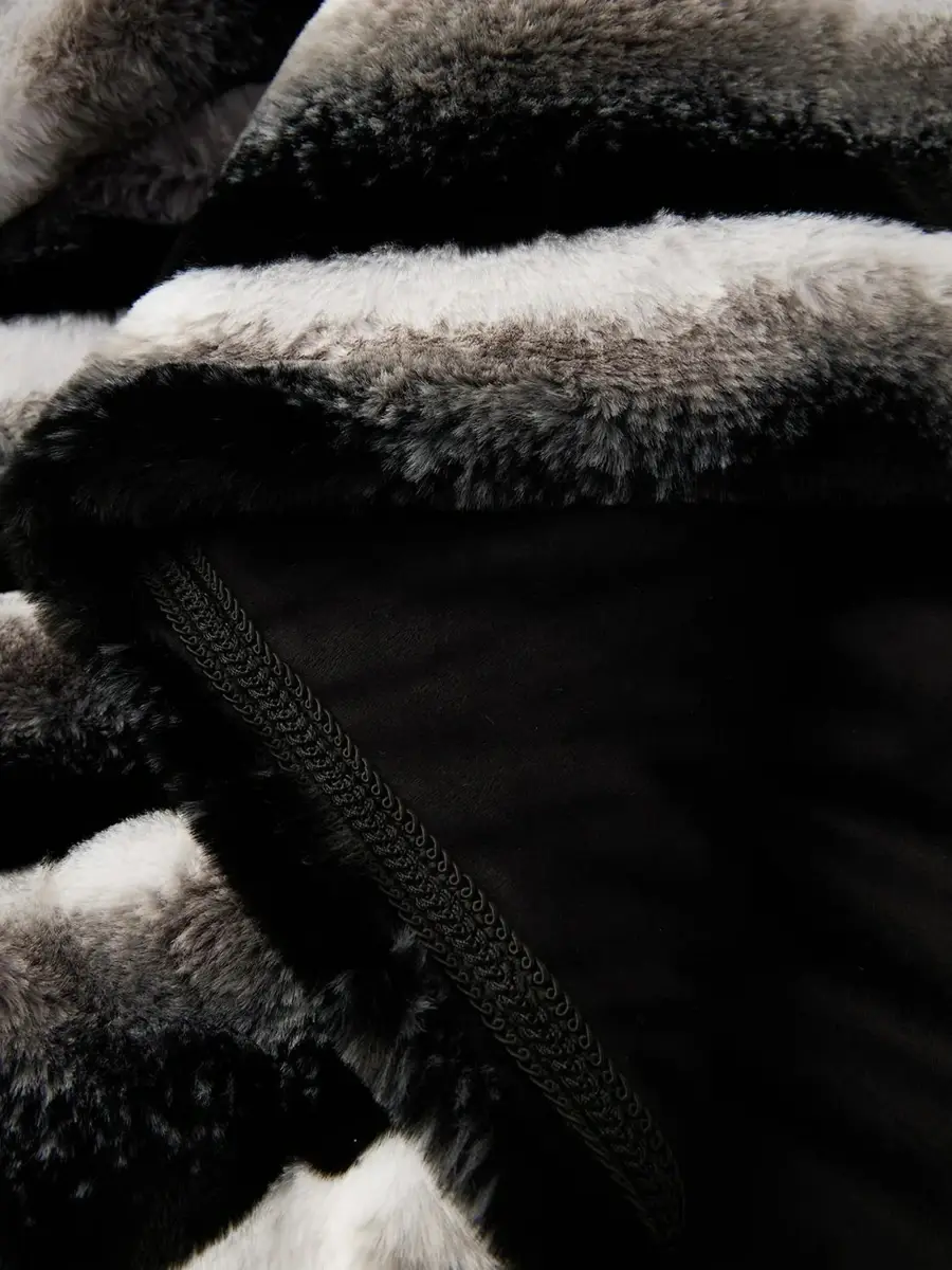 Gorski Striped Faux-Fur Throw Blanket | Thumbnail 2 Gorski Striped Faux-Fur Throw Blanket | Thumbnail 2